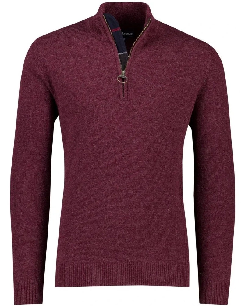 Barbour Holden half zip knitted jumper ruby marl