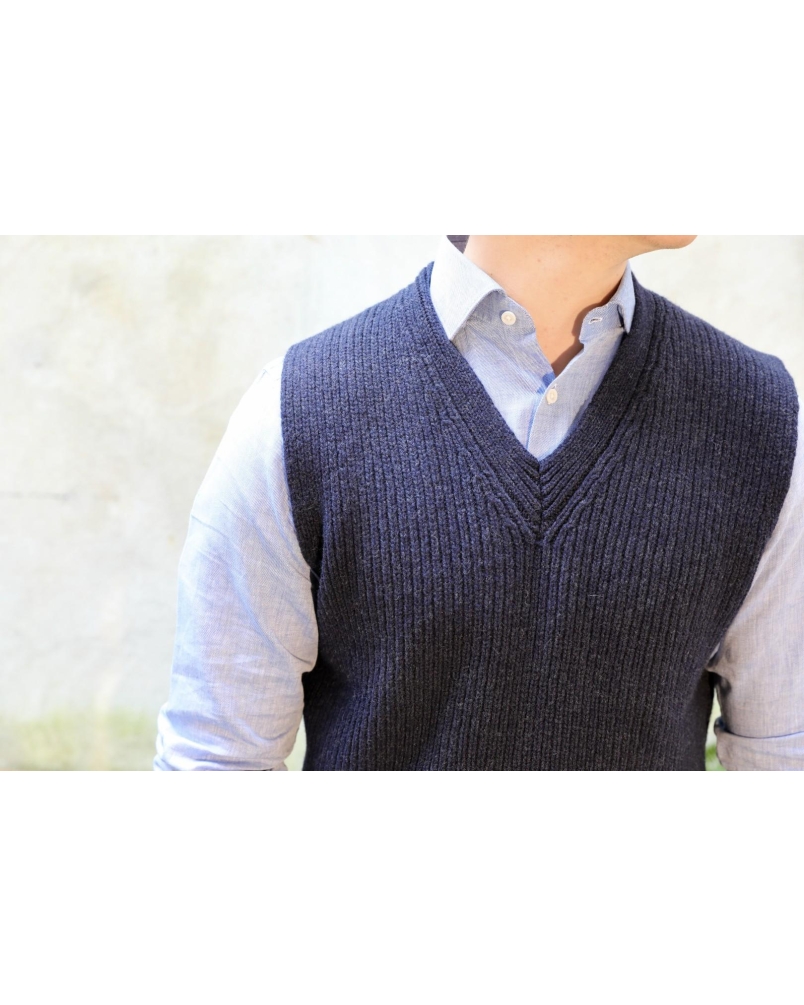 Fisherman out of Ireland Lambswool knitted slipover dark indigo
