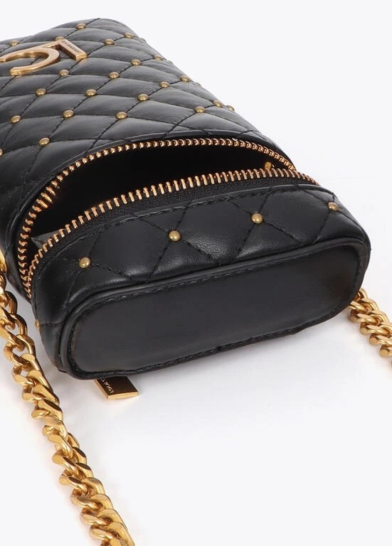 Lola Casademunt Quilted Leather phone pouch mini Studs black