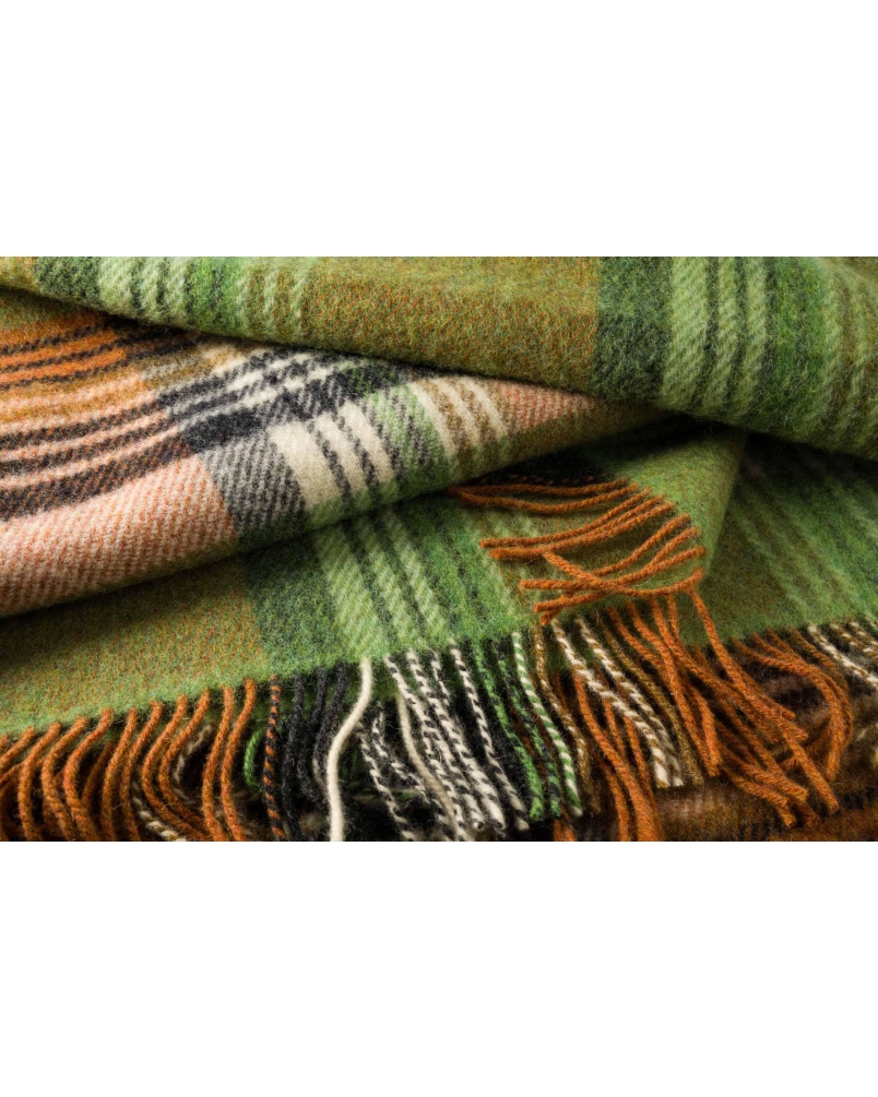 John Hanly Large Irish picnic blanket green orange charcoal cream