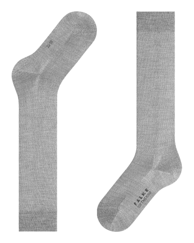 Falke Softmerino dames kniekousen light grey melange-