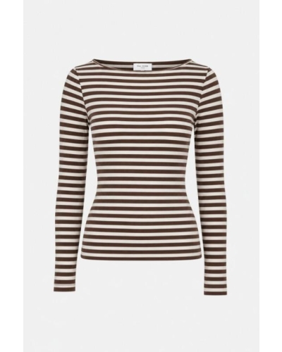 Camilla Pihl Petronella rib boatneck brown stripe