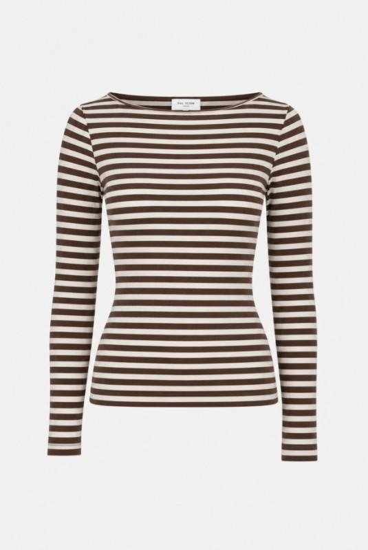 Camilla Pihl Petronella rib boatneck brown stripe