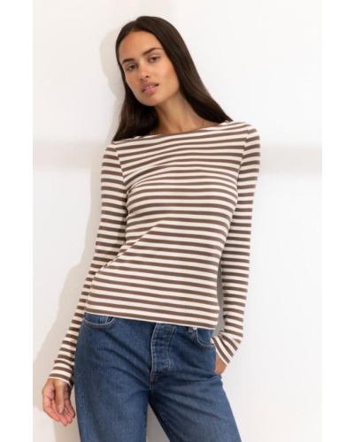 Camilla Pihl Petronella rib boatneck brown stripe
