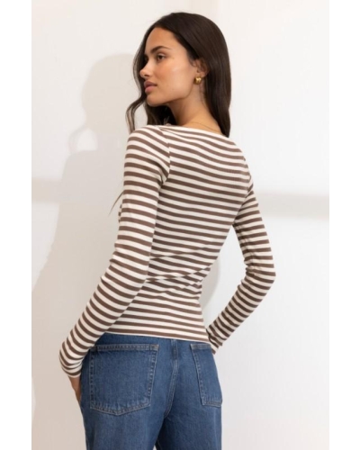Camilla Pihl Petronella rib boatneck brown stripe