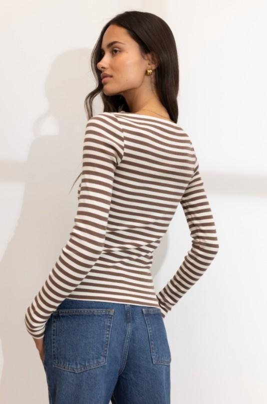 Camilla Pihl Petronella rib boatneck brown stripe