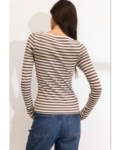 Camilla Pihl Petronella rib boatneck brown stripe