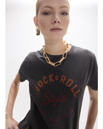 Lola Casademunt T-shirt rock and roll with strass black