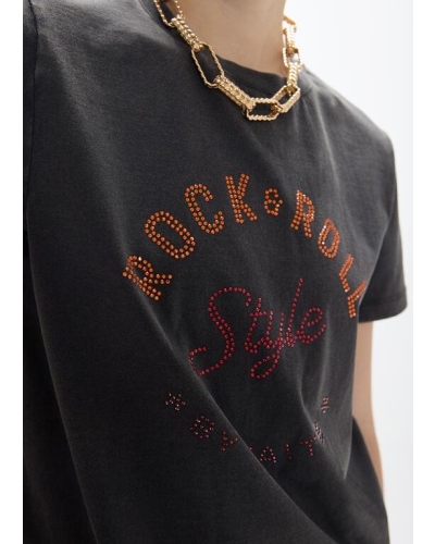 Lola Casademunt T-shirt rock and roll with strass black