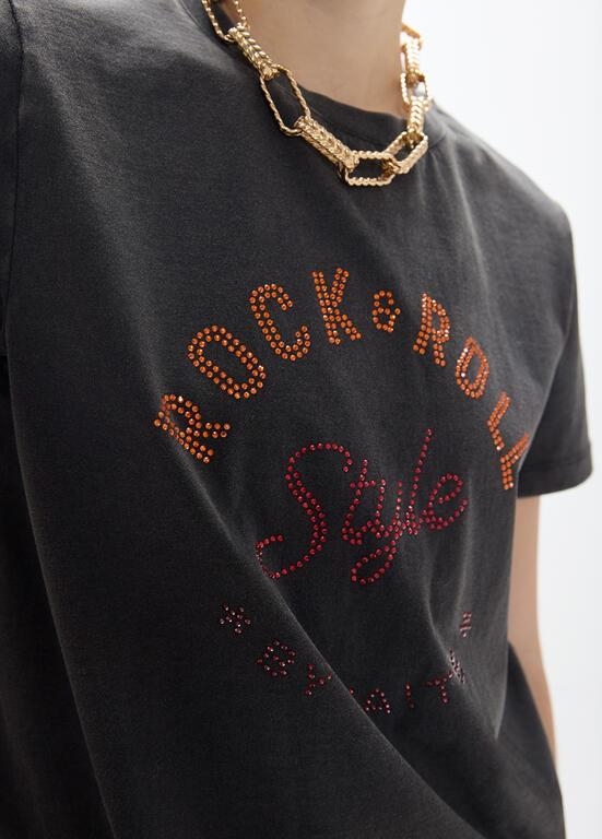 Lola Casademunt T-shirt rock and roll with strass black