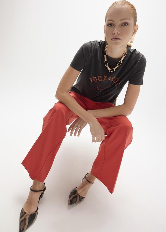 Lola Casademunt T-shirt rock and roll with strass black