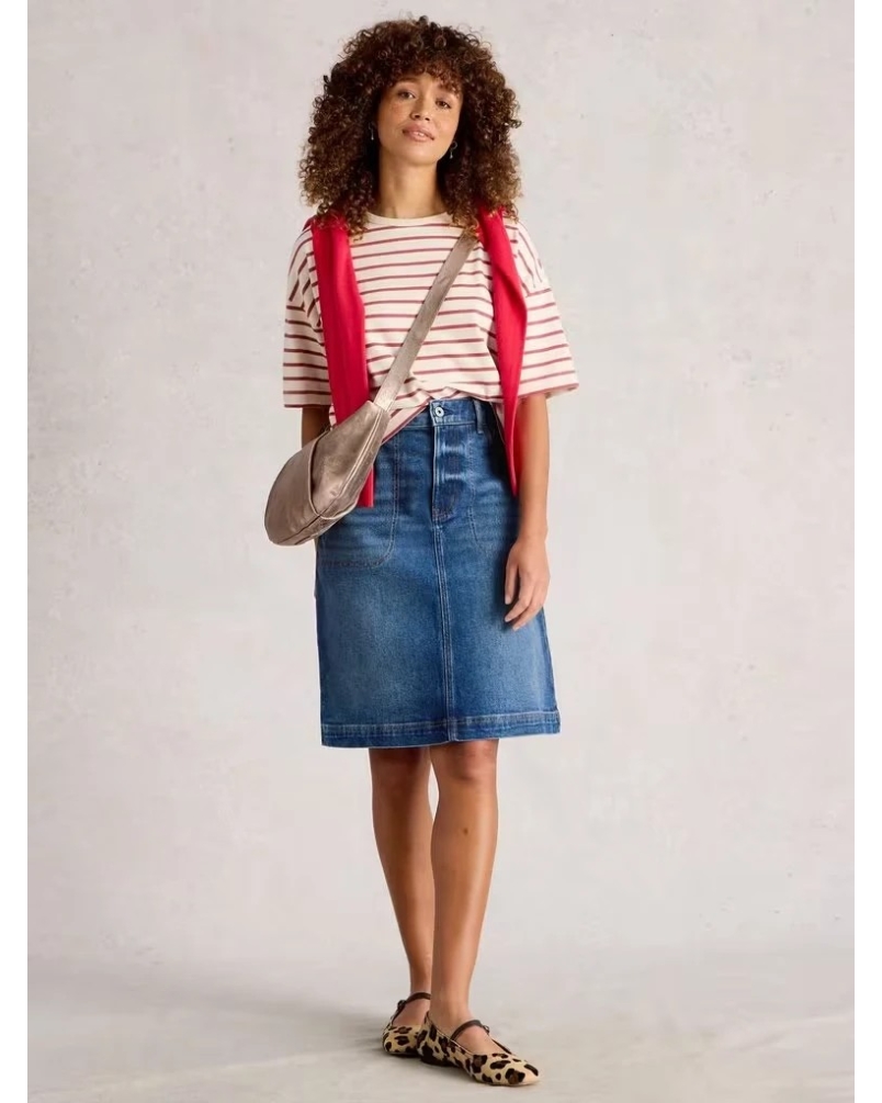 White Stuff Tia denim skirt nat white