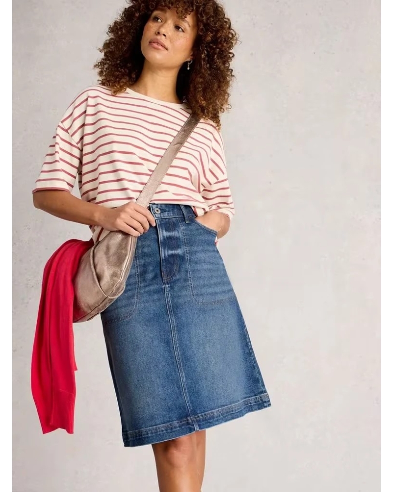 White Stuff Tia denim skirt nat white