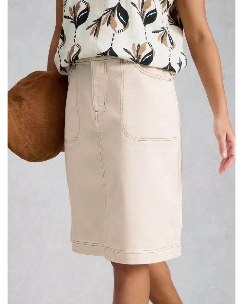 White Stuff Tia denim skirt nat white