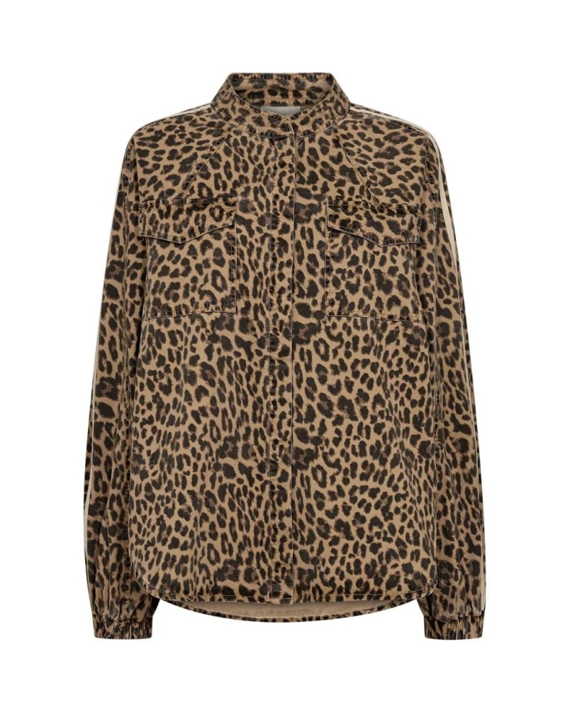 Basma Jull jacket shirt leopard print/cream stripe