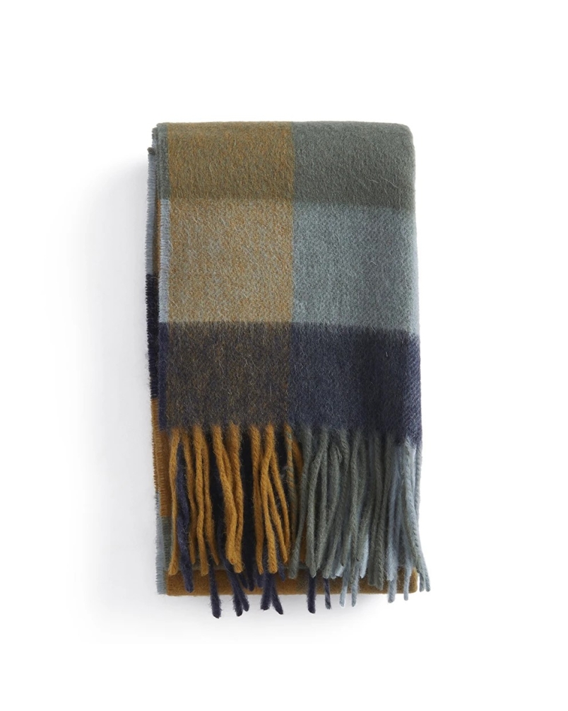 Barbour Tattersall lambswool scarf forest/bronze brown