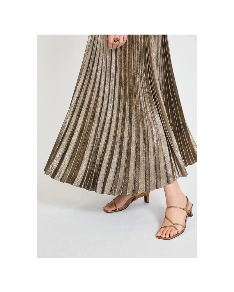 Lola Casademunt Gold pleated halter dress gold