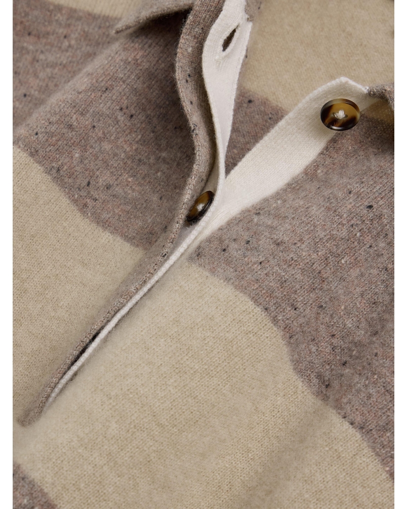 White Stuff Cashmere polo jumper nat mlt