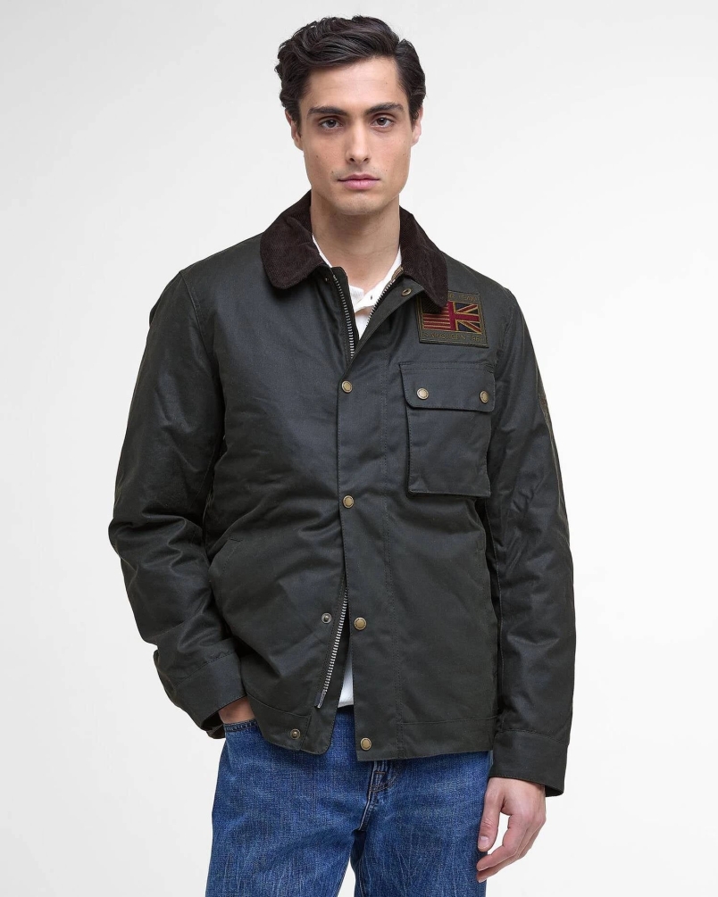 Barbour International Workers waxed jacket sage