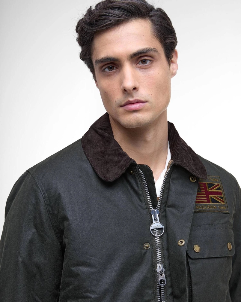 Barbour International Workers waxed jacket sage