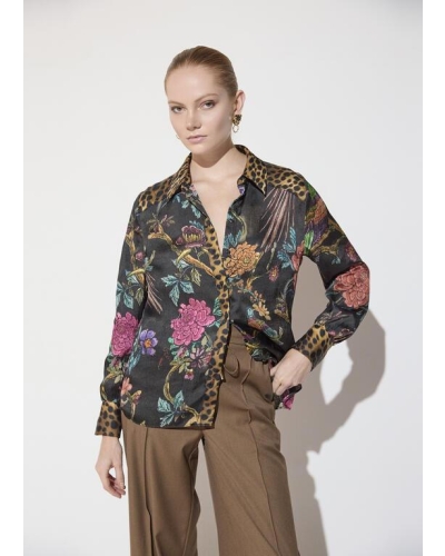 Lola Casademunt Regular fit shirt with animal and floral print brown-multicolor