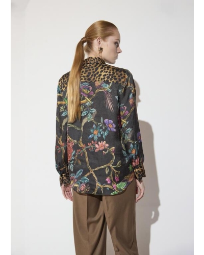 Lola Casademunt Regular fit shirt with animal and floral print brown-multicolor