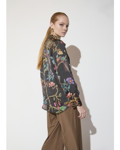 Lola Casademunt Regular fit shirt with animal and floral print brown-multicolor