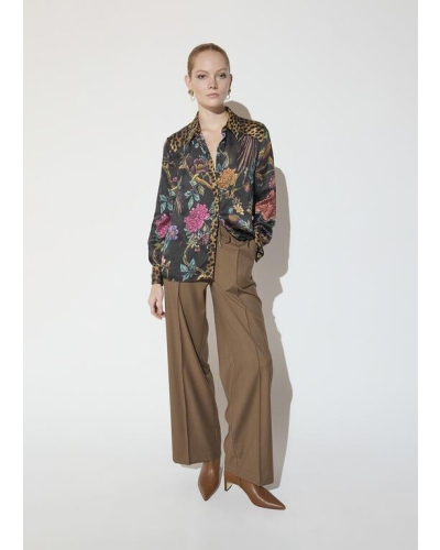 Lola Casademunt Regular fit shirt with animal and floral print brown-multicolor