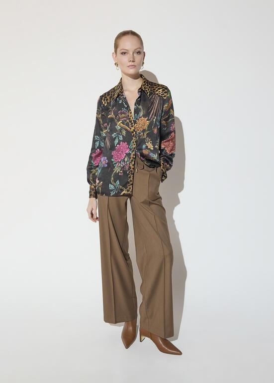 Lola Casademunt Regular fit shirt with animal and floral print brown-multicolor