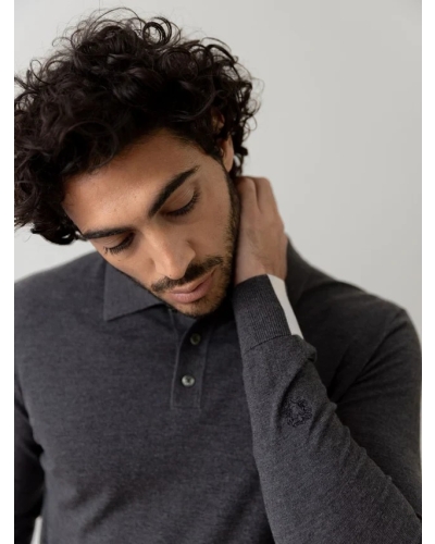 ADAM SOFT POLO KNIT charcoal melange