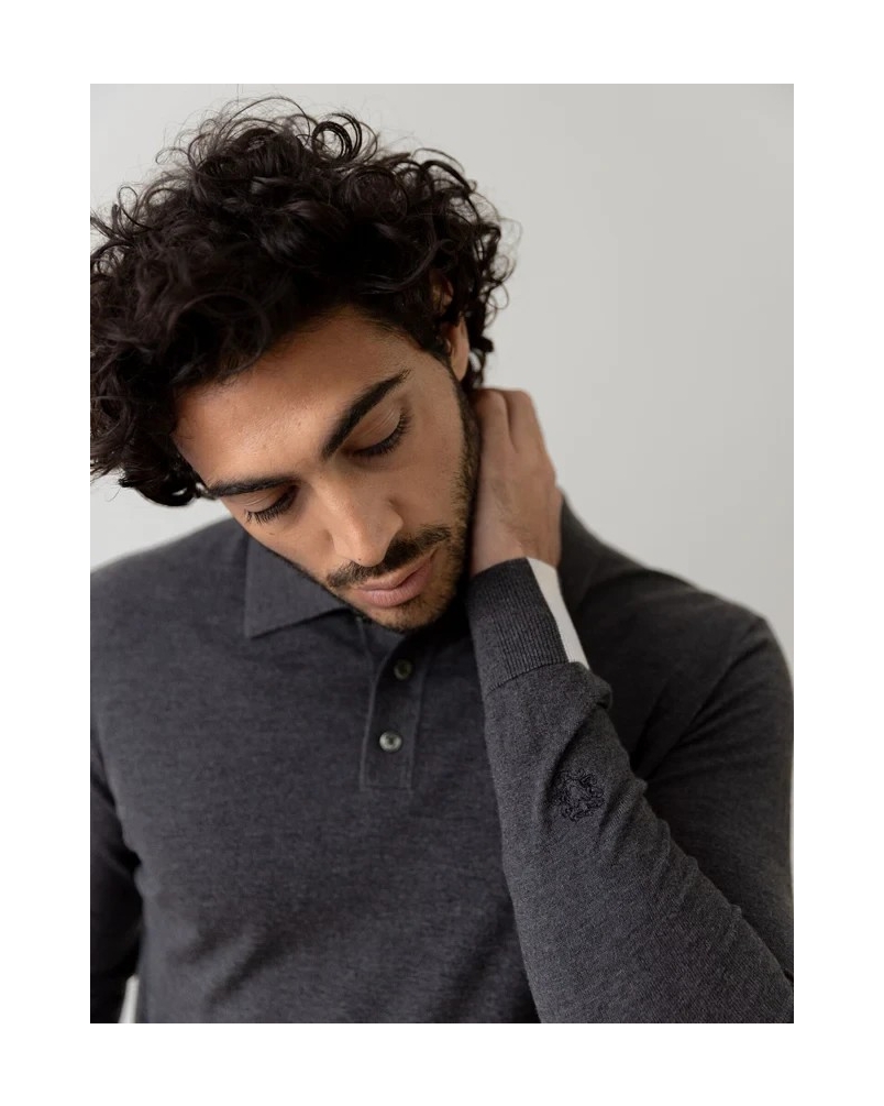 ADAM SOFT POLO KNIT charcoal melange