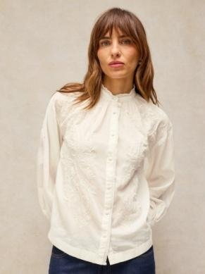 White Stuff Lily embroidered top pale ivory