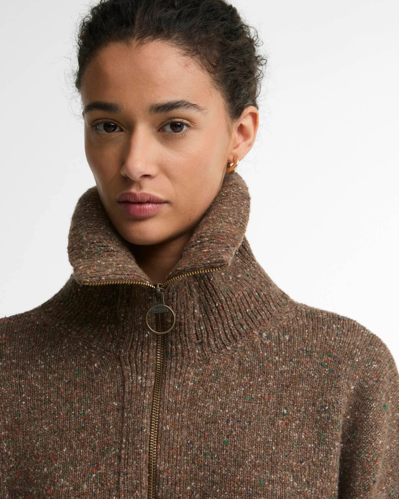 Barbour Lavensdale quater-zip jumper deep camel