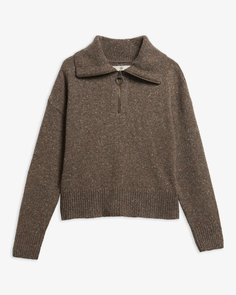 Barbour Lavensdale quater-zip jumper deep camel