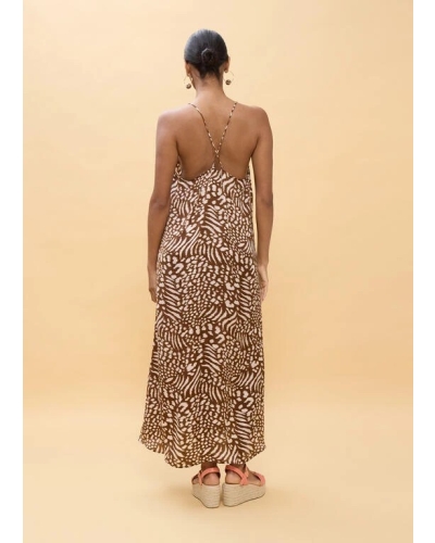 Lola Casademunt Long dress stain print brown/ecru
