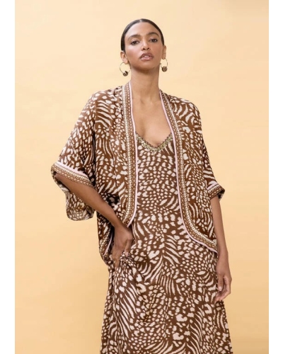 Lola Casademunt Long dress stain print brown/ecru