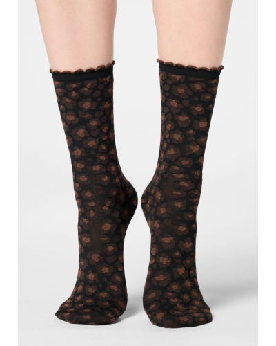 Oroblu Twins floral leopard 50 sok (2pack) chocolate 3