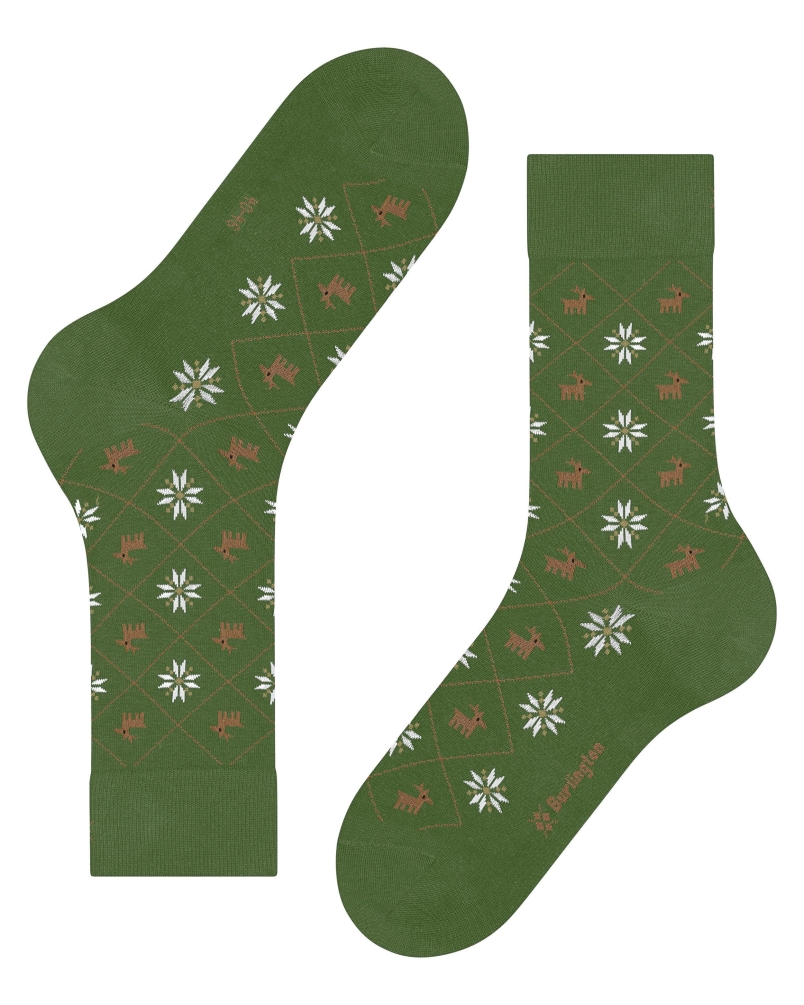 Burglinton Reindeer heren sokken fir green
