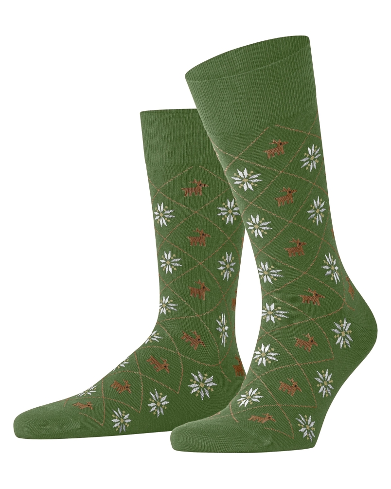 Burglinton Reindeer heren sokken fir green