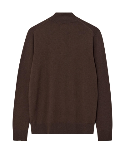 Mos Mosh Gallery Adam soft zip turtle neck knit chocolate brown