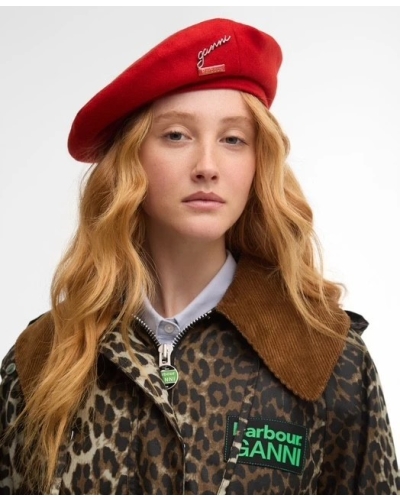 Barbour x GANNI baret hat red