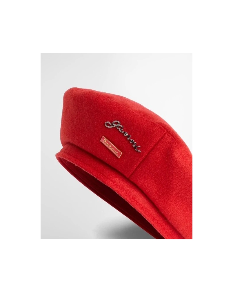 Barbour x GANNI baret hat red