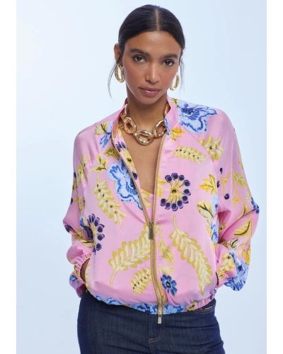 Lola Casademunt Satin printed bomber pink/multicolor