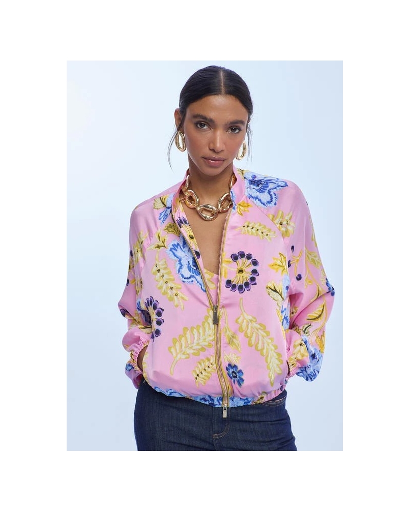 Lola Casademunt Satin printed bomber pink/multicolor