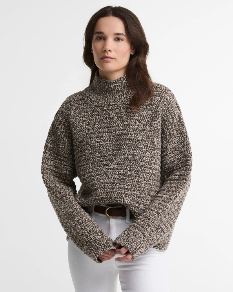 Barbour Rosamund funnel neck jumper oat