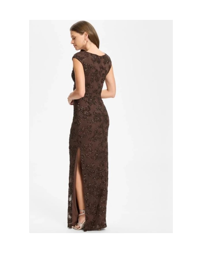 Swing Figure-hugging evening dress chocolate brown