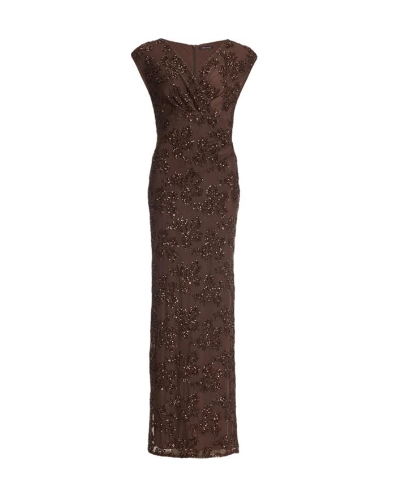 Swing Figure-hugging evening dress chocolate brown