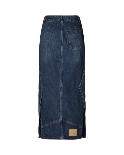 JOELLA PATHWORK DENIM SKIRT dark washed indigo