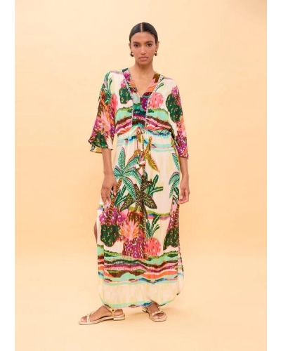 Lola Casademunt Palm tree print dress ecru/multicolor