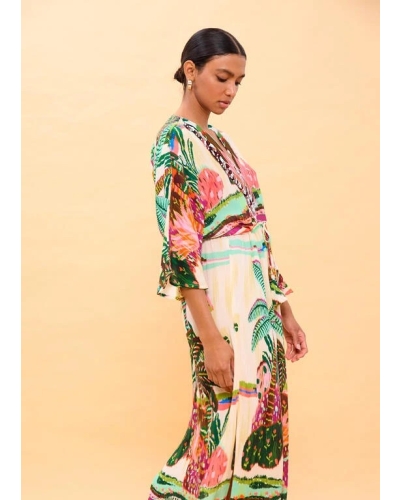 Lola Casademunt Palm tree print dress ecru/multicolor
